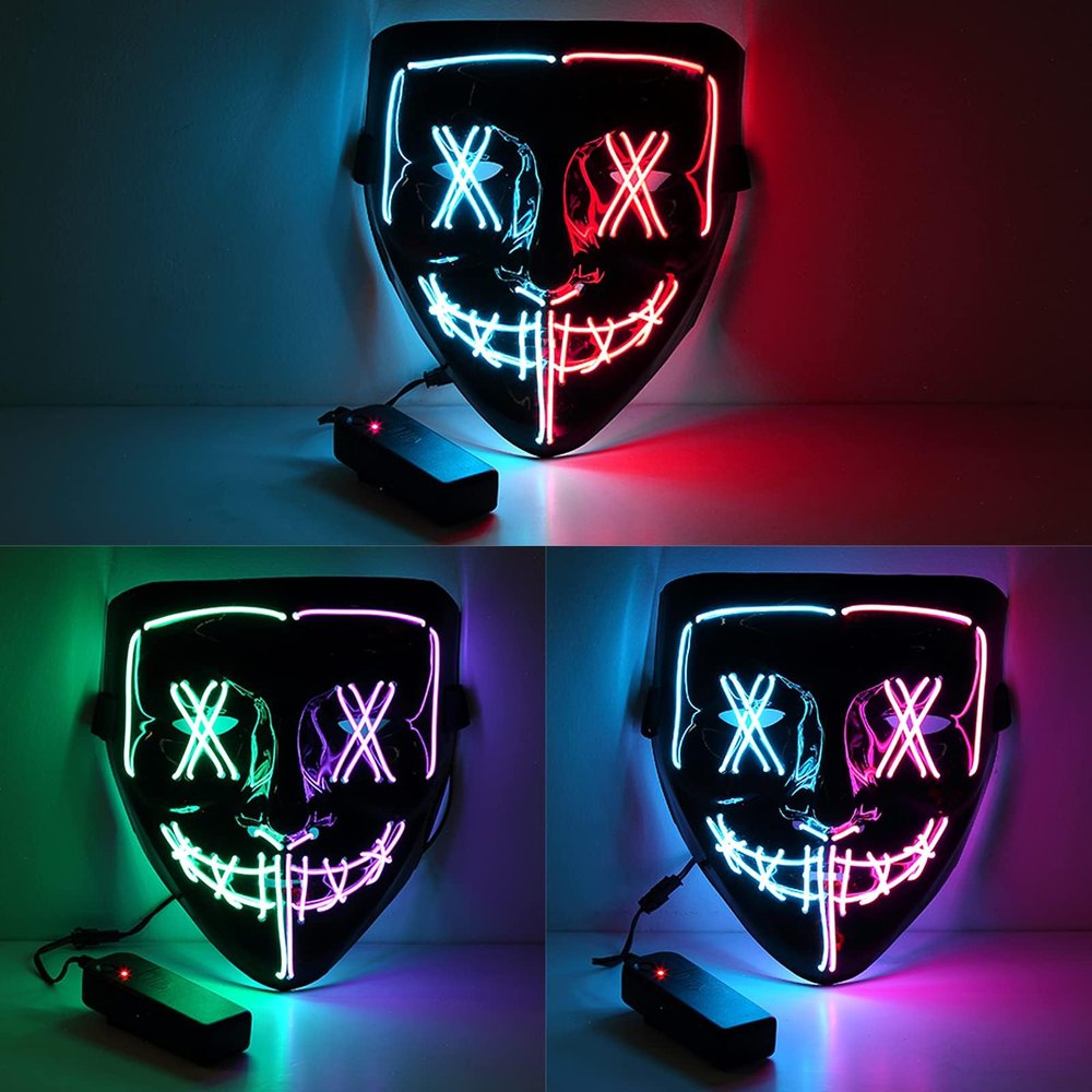 [3PACK] Halloween Scary Mask LED Mask LED Purge Mask---LED Light Up Mask EL Wire Light Up, for Festival Cosplay Halloween Costume Halloween Festival Party