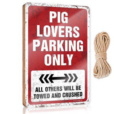Funny Porch Decor Pig Lovers Parking Only Wooden Sign Rustic Wood Sign Outside Decor (Size : 20X30CM)