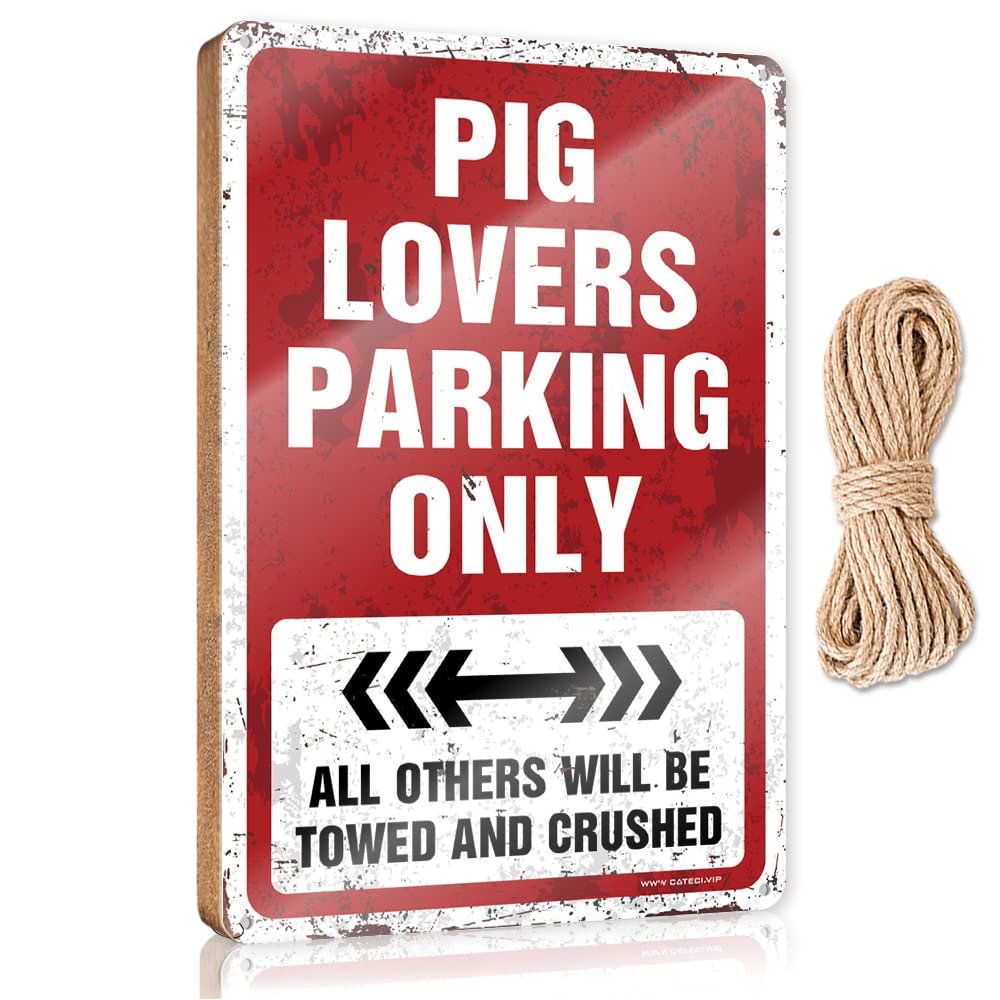 Funny Porch Decor Pig Lovers Parking Only Wooden Sign Rustic Wood Sign Outside Decor (Size : 20X30CM)