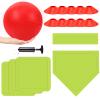 Hiboom 16 Pcs Sports Kickball Set Includes 10 Inches Playground Ball 5 Rubber Throw Down Bases Ball Pump 10 Foul Line Cones for Kids Adults Playground School Backyard Game Camps Picnic (Green) view 1