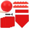 Hiboom 16 Pcs Sports Kickball Set Includes 10 Inches Playground Ball 5 Rubber Throw Down Bases Ball Pump 10 Foul Line Cones for Kids Adults Playground School Backyard Game Camps Picnic (Red) view 1