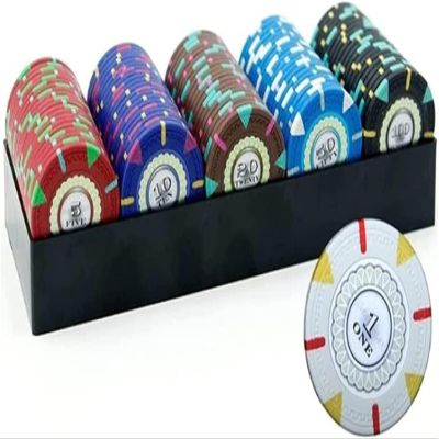 14g Poker Chips Tokens, 100 Piece Casino Chips Monte Carlo, Las Vegas Casino Number Printed Coins Counter Educational Learning Coin Chip Plaything for Children Kids ( Size : 100Pcs Three Color Crown )
