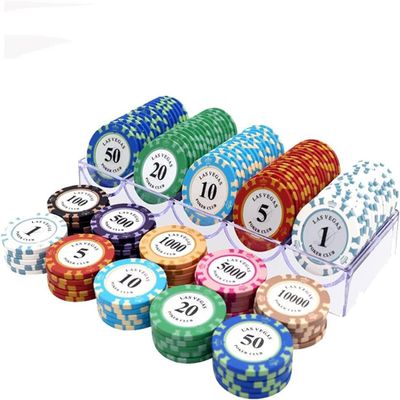 100PCS Casino Poker Chips Set, Monaco Casino Clay Casino Chips, Poker Sets for Texas Holdem, Black Jack Chips, Gambling Currency Plastic Number Chip Props for Party Home (Size : $20+$50+$100+$500+$10