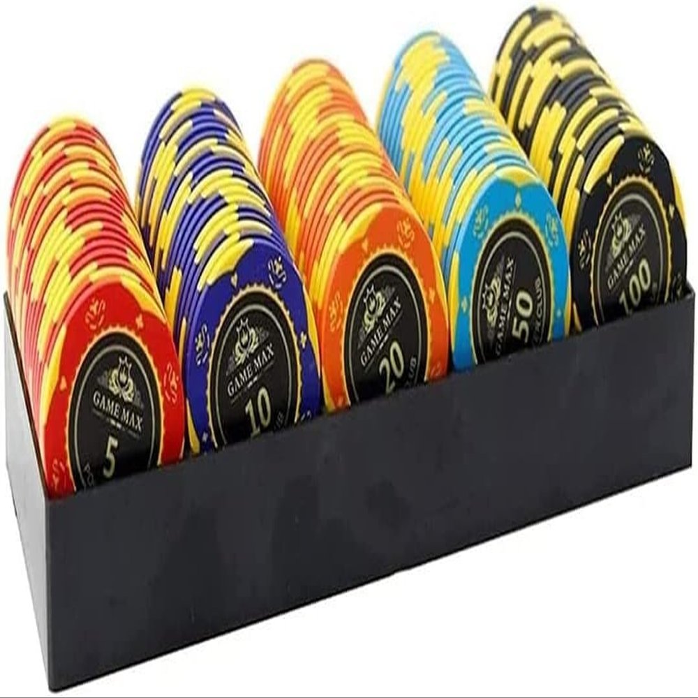 14g Poker Chips Tokens, 100 Piece Casino Chips Monte Carlo, Las Vegas Casino Number Printed Coins Counter Educational Learning Coin Chip Plaything for Children Kids ( Size : 100Pcs Caribbean Crown )