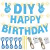 167Pcs DIY Glitter Customizable Banner Kit Custom Banner DIY Personalized Happy Birthday Letter Banners Decor for Christmas Baby Shower Birthday Party Decorations Supplies(Glitter Light Blue) view 3
