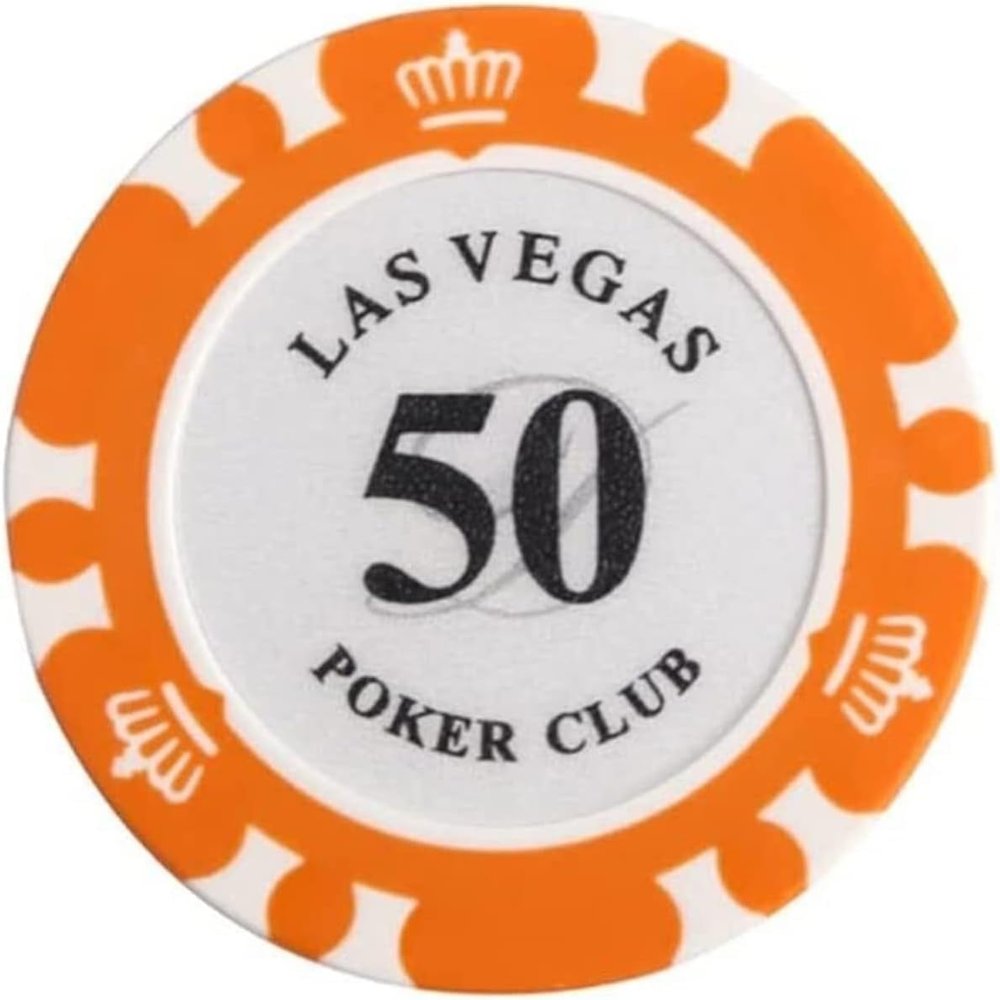 14g Clay Poker Chips, 50PCS Poker Chips Set Card Games, Casino Night, Mathematics Counting Learning, Large Bingo Markers, Casino Baccarat Crown Chips (Size : 50PCS $50)