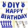 167Pcs DIY Glitter Customizable Banner Kit Happy Birthday Letter Hanukkah Custom Banners Happy New Year Personalized Banner for Christmas Baby Shower Birthday Party Decoration (Shiny Sapphire blue) view 2