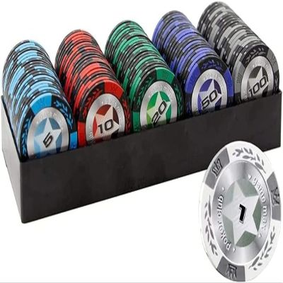 14g Poker Chips Tokens, 100 Piece Casino Chips Monte Carlo, Las Vegas Casino Number Printed Coins Counter Educational Learning Coin Chip Plaything for Children Kids ( Size : 100Pcs Five Pointed Star )