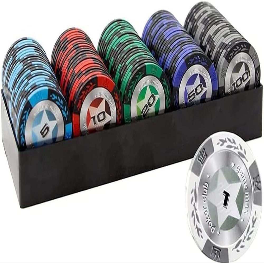 14g Poker Chips Tokens, 100 Piece Casino Chips Monte Carlo, Las Vegas Casino Number Printed Coins Counter Educational Learning Coin Chip Plaything for Children Kids ( Size : 100Pcs Five Pointed Star )