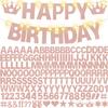 167Pcs DIY Glitter Customizable Banner Kit Custom Banner Happy Birthday Letters Happy New Year Personalized Banners Decor for Christmas Baby Shower Birthday Party Decoratation (Glitter Rose Gold) view 1