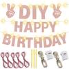 167Pcs DIY Glitter Customizable Banner Kit Custom Banner Happy Birthday Letters Happy New Year Personalized Banners Decor for Christmas Baby Shower Birthday Party Decoratation (Glitter Rose Gold) view 3