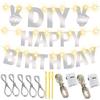 175Pcs DIY Glitter Customizable Banner Kit Happy Birthday Letters Banner Winter Wonderland Banners Snowflakes Personalized Banners Decor Baby Shower Birthday Party Decorations Supplies(Shiny Silver) view 3