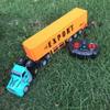 Remote Control Semi Truck Toy for Kids - 14" Mini Container Truck with 2 Rechargeable Batteries,1:48 Carrier Van Transport Car, RC Semi Trucks and Trailer with Lights, Great Gift for Kids Boys Girls view 4