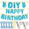175Pcs DIY Glitter Customizable Banner Kit Happy Birthday Custom Letters Banner Happy New Year Personalized Banners Decor Christmas Baby Shower Birthday Party Decoration Supplies(Shiny Light Blue) view 2