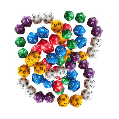 60Pcs 20 Sided Dice, Acrylic Dice, Role Playing Game Dices, 20mm, Party Supplies Multi Sided Dices for Card Games, Table Game, Solid