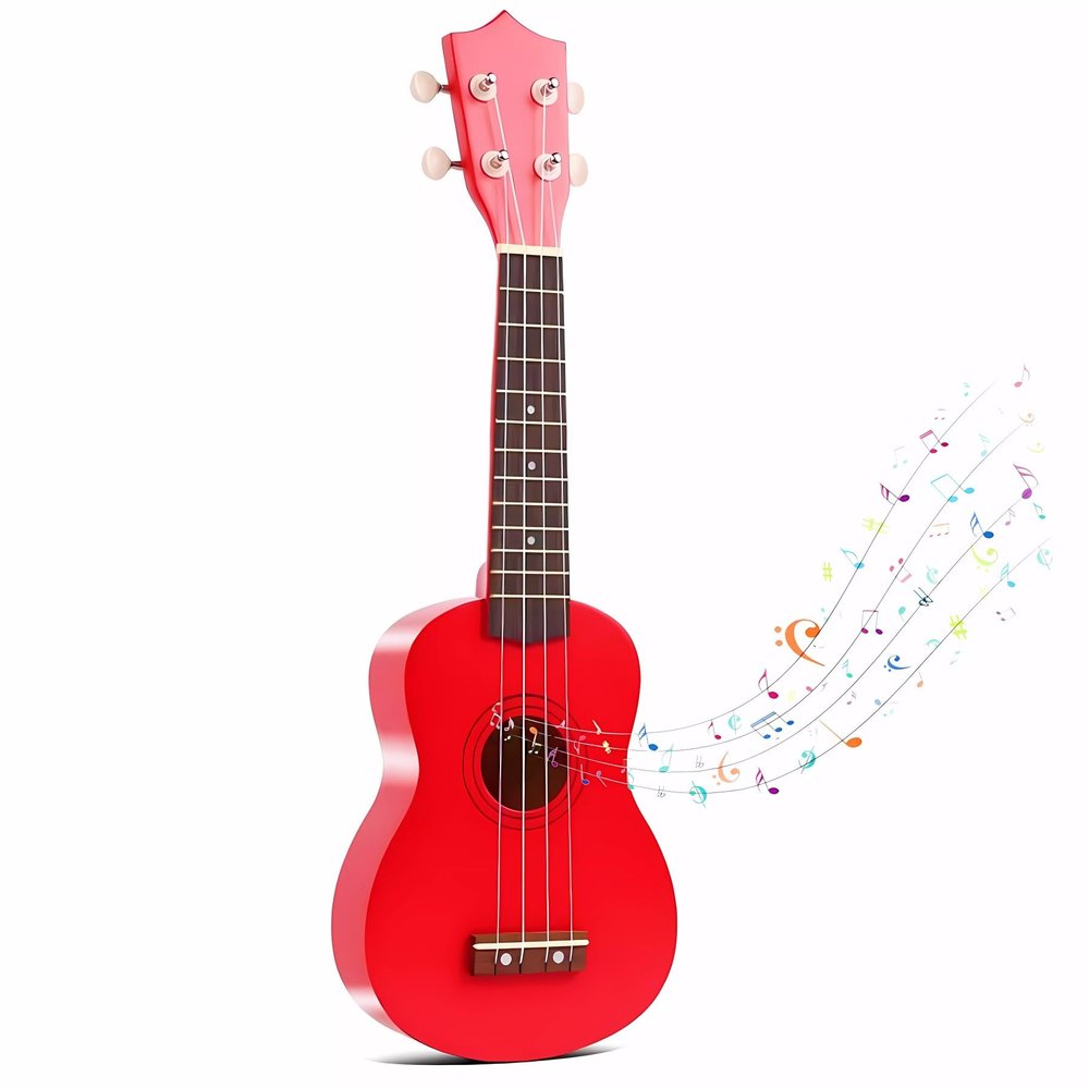 21 Inch Wooden Kids Toddler Child Children Acoustic Guitar Musical Instruments Ideal for 3-9 Year Old Boys Girls Gifts (Red)