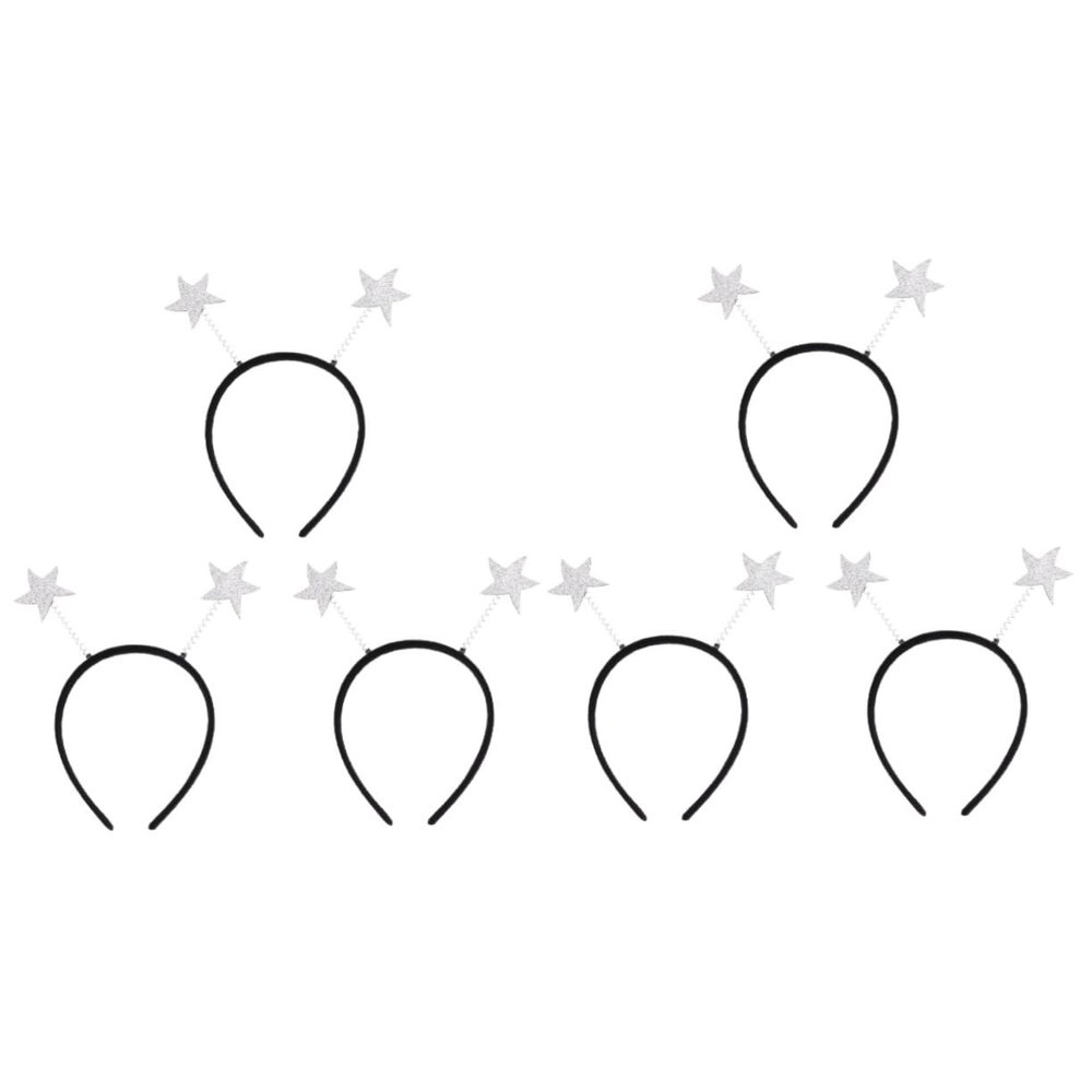 Abaodam 6pcs Silver Star Hair Hoops Glitter Hair Accessories for Boys and Girls Adults Birthday Parties Fun Headdress for Celebrations Lightweight Eye-catching Party Favors
