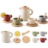 Tea Party Set for Kids, Wooden Tea Set for Little Girls and Boys, Kids Play Kitchen Accessories Toy Dishwasher Safe Tea Set for Toddler, Pretend Play Toddler Tea Set 3-5 Ideal Christmas Birthday Gift view 1