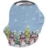 Christmas Carseat Cover Snowman Xmas Tree Snowflake Blue Covers for Breastfeeding Baby Breathable Car Seat Stroller Combos Cover Infant Carseat Canopy,Newborn Shopping Cart Covers 26x27.6in view 2