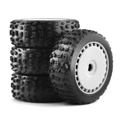 BrewJa 4pcs 116mm 1/8 RC Off-Road Buggy Tires Wheel 17mm Hex for ARRMA Typhon Talion Traxxas Redcat Team Losi Kyosho HPI WR8 HSP RC Car (Color : White)