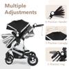 Kinder King 3 in 1 Reversible Baby Stroller w/Detachable Tray, Convert to Newborn Pram, Folding Infant Carriage for Toddler, Adjustable Canopy & Handle, Aluminum Alloy, Suspension Wheels, Black view 2