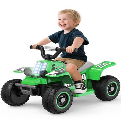 ANPABO 6V 7AH Kids ATV Ride On Toy, 4 Wheeler for Toddler w/Headlight, Forward & Reverse, Horn, Music Player, USB, MP3, Treaded Tires, Ideal Gift for Toddlers(Green)