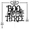 Black Glitter Boo I'm Three Cake Topper, Happy 3rd Birthday/Baby Boo, Halloween Themed Baby's 3rd Birthday Baby Shower Party Decorations view 2