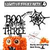Black Glitter Boo I'm Three Cake Topper, Happy 3rd Birthday/Baby Boo, Halloween Themed Baby's 3rd Birthday Baby Shower Party Decorations view 3