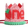 1st Birthday Strawberry Crown for Baby Girl, Cute First Birthday Strawberry Hat 1st Birthday Strawberry Decorations Strawberry Birthday Headwear Birthday Party Photo Props (Pink Series) view 1
