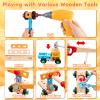 59Pcs Kids Tool Set Toy for Boys - Montessori STEM Wooden Play Tool Box Kit with Electric Drill with 2 Types Bits - Educational Christmas Birthday Gifts for Boys Toddlers Kids Age 3 4 5 6 Years Old view 3