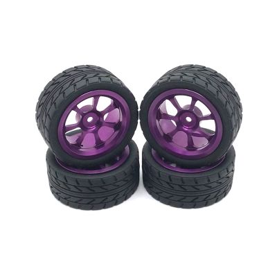 65mm Metal Wheel Rim + High Grip Rubber Tires Tyres for Wltoys 144001 A959 A959-B 124019 124018 RC Car Parts Modification Accessories (Color : Purple)