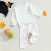 Toddler Baby Girl Boy Halloween Clothes Pumpkin Shirt Ghost Sweatshirt Pants Fall Outfit Baby Halloween Costumes (White Ghost, 12-18 Months) view 3