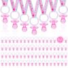 72 Cute Pacifier Necklaces for Baby Shower Girls & Boys Party Favors, Gender Reveal Party Table Scatter, Baby Shower Necklace Game (Pink) view 1