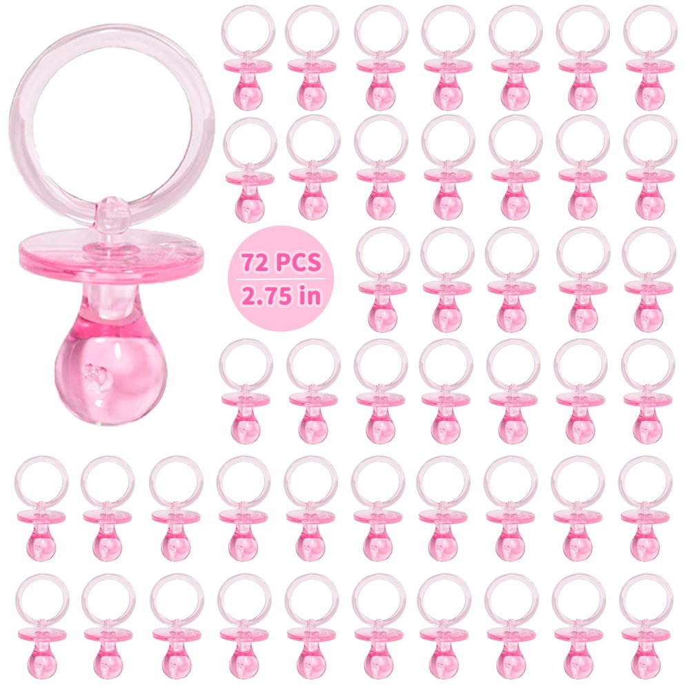72 Pcs Baby Shower Pacifiers, 2.75 Plastic Pacifiers for Baby Shower Game, Baby Shower Decoration DIY, Gender Reveal Party Table Scatter/Baby Shower Party Favors, Pink Pacifiers Baby Shower