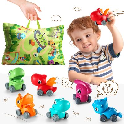 ALASOU Baby Dinosaur Car Toys with Playmat/Storage Bag|1st Christmas Birthday Gifts for Toddler Age 1-2|Baby Toys for 1 2 3 Year Old Boy|1 2 Year Old Boy Gift for Infant|Stocking Stuffers for Kids