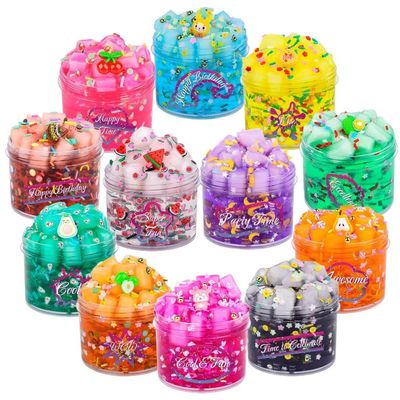 12 Pack Jelly Cubes Clear Slime Set Crystal Slime with Jelly Cubes Party Favors Holiday Birthday Toys for Kids Christmas Toys for Boys and Girls