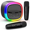 HWWR Karaoke Machine, Mini Bluetooth Speaker with 2 Wireless Microphones, Disco Lights Karaoke Home Party, Xmas Birthday Gifts for Singing view 1