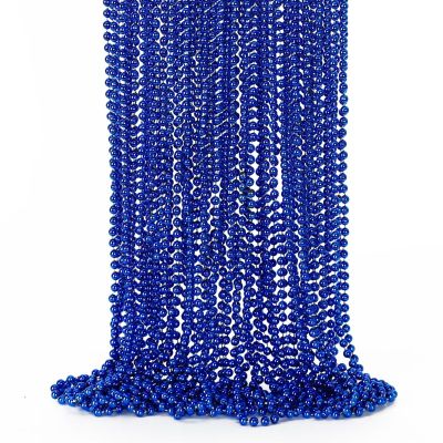 24PCS Christmas Bead Necklace, Blue Bead Necklaces Stuff, 33" Mardi Gras Beads Necklace Costume, Festival Parade Throw Accessories for Wedding Birthday Gender Reveal Party Events Supplies Decorations