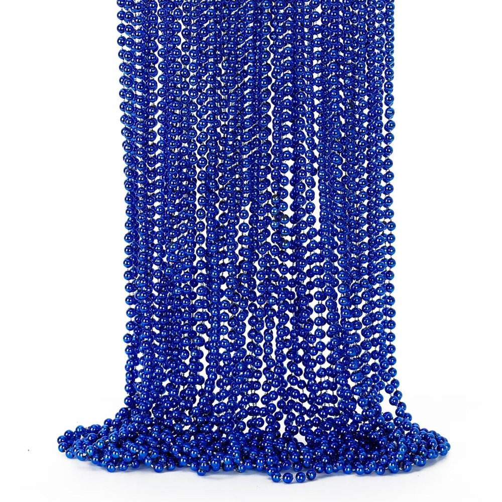 24PCS Christmas Bead Necklace, Blue Bead Necklaces Stuff, 33" Mardi Gras Beads Necklace Costume, Festival Parade Throw Accessories for Wedding Birthday Gender Reveal Party Events Supplies Decorations