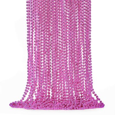 24PCS Bead Necklace, Breast Cancer Awareness Beaded Necklaces Stuff, 33" Mardi Gras Beads Necklace Costume, Festival Parade Throw Accessories for Wedding Birthday Gender Reveal Party Events Supplies