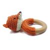 Joliecraft Safari Animals Wooden Baby Rattle Toys Stuffed Crochet Rattle with Teether Ring for Newborn, Orange Fox view 2