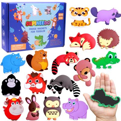 SUPINEEDO Fridge Magnet for Toddlers 1-3Kids Magnets for Fridge (16 Pcs Animals Magnet Box)