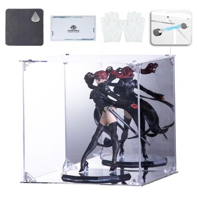 COOLTAKU Acrylic Display Case, Mirrored Back and Base, UV Protected, Front Door with Magnetic Buckle, Display Box, Dustproof Showcase for Figures, Collections, Models, Toys (8x8x10 inch, 20x20x25 cm)