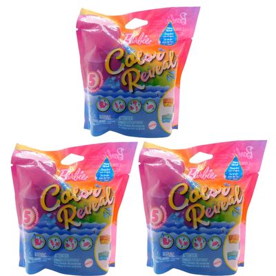 Barbie Color Reveal Pets Mermaid & Starfish Series (Pack of 3) Surprise Mini Pet Figures, Collectible Toys, Ages 3+