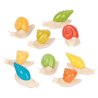 Archie McPhee Itty Bitty Snails - Miniature Soft Vinyl Gastropods, Adorable Assortment of 9 in 3 Positions and 9 Colors Perfect for Terrariums and Gnome Fans