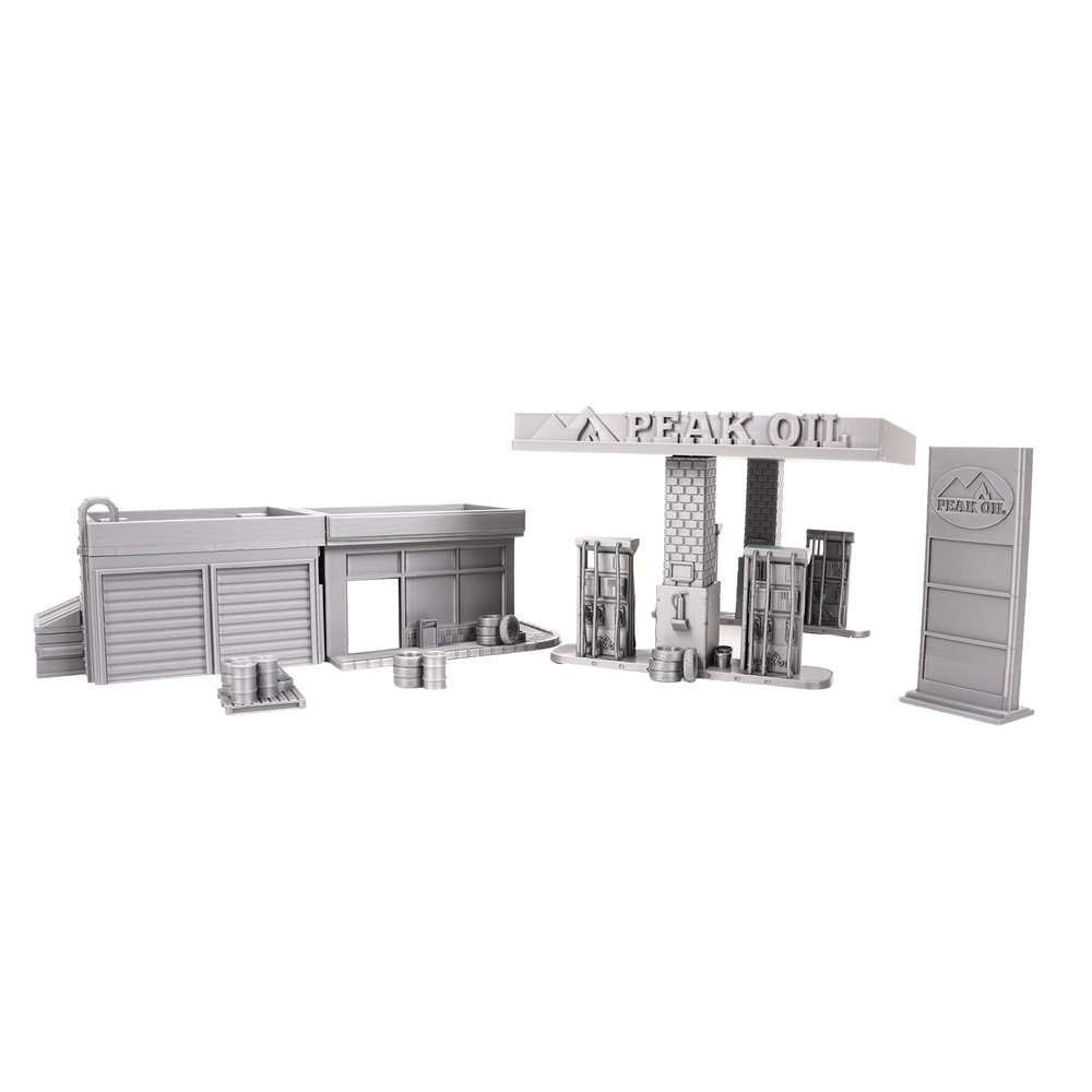 Gas Station - Tabletop Terrain by Corvus Terrain Compatible with MCP 32mm