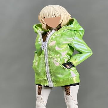 1/12 Scale Female Clothes,Zip Hooded Coat Shirt Costume Clothing for 6inch Female Action Figure Body (Green001)
