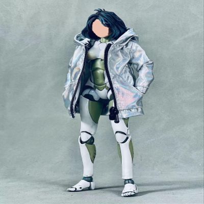 1/12 Scale Female Clothes,Zip Hooded Coat Shirt Costume Clothing for 6inch Female Action Figure Body (Silver)