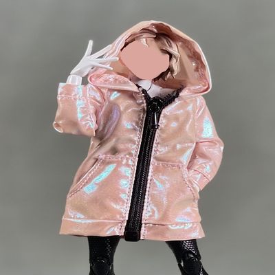 1/12 Scale Female Clothes,Zip Hooded Coat Shirt Costume Clothing for 6inch Female Action Figure Body (Pink)