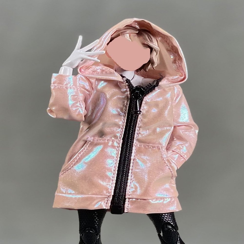 1/12 Scale Female Clothes,Zip Hooded Coat Shirt Costume Clothing for 6inch Female Action Figure Body (Pink)